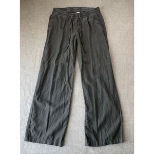 Old Navy Linen Blend Wide Leg Pants Womens S Black Drawstring Resort Casual
